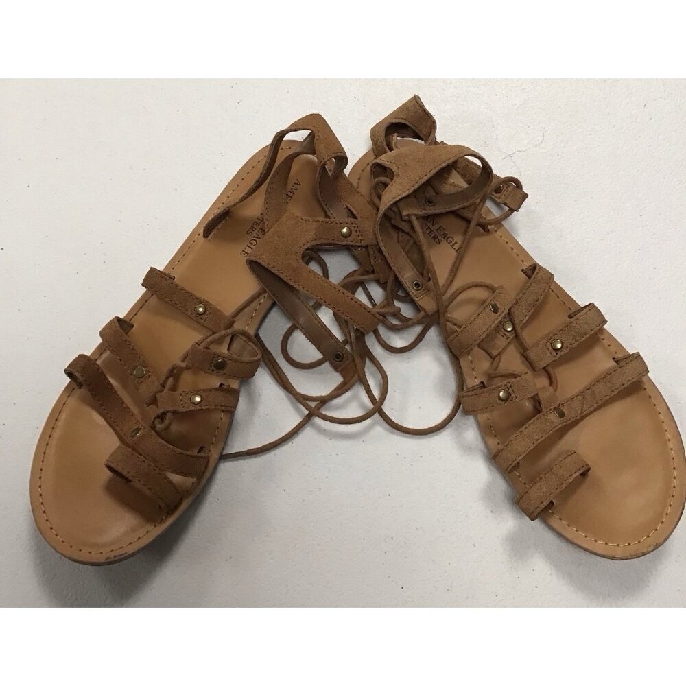 Woman’s American Eagle Y2K/Boho/Hippy Brown Gladiator Sandal Size 8  🤩